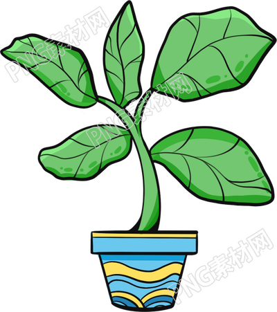 手绘大片叶子绿色植物素材