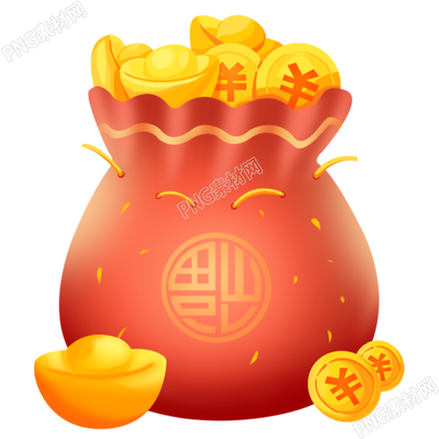 金钱福袋手绘素材