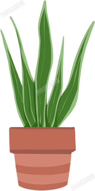 手绘植物盆栽插画素材
