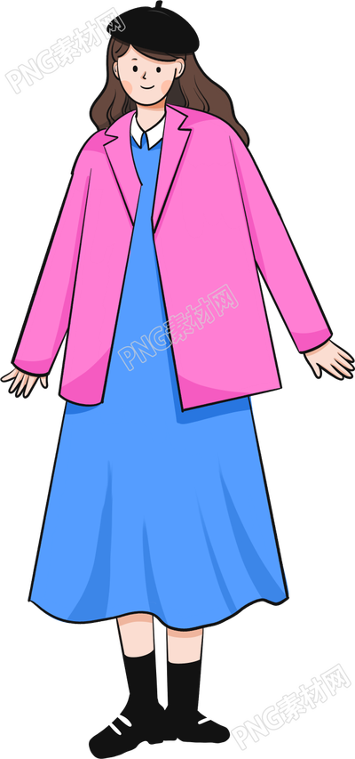 手绘甜美女生人物素材