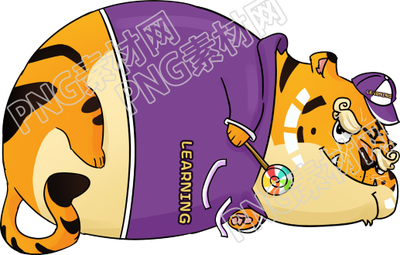 手绘可爱胖老虎插画素材