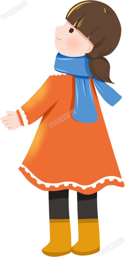 手绘冬季女孩子人物素材