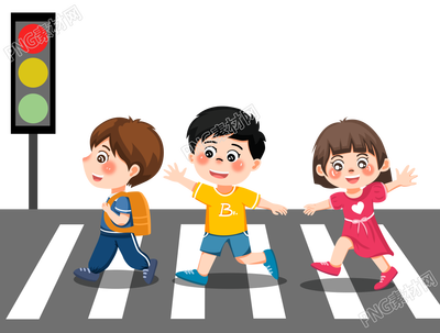 儿童安全过马路素材