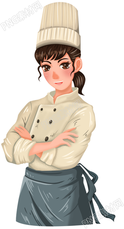 带主厨帽的女厨师
