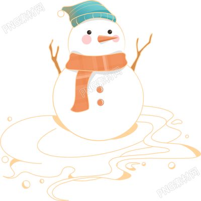 卡通可爱的在雪地中堆得雪人素材