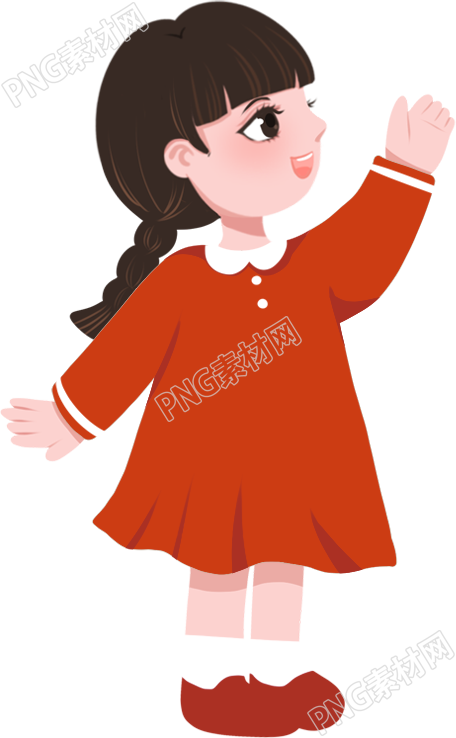 红衣服的可爱女孩素材