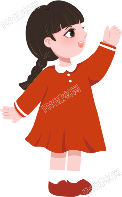 红衣服的可爱女孩素材