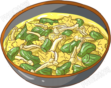 菌菇鸡蛋丝瓜汤素材