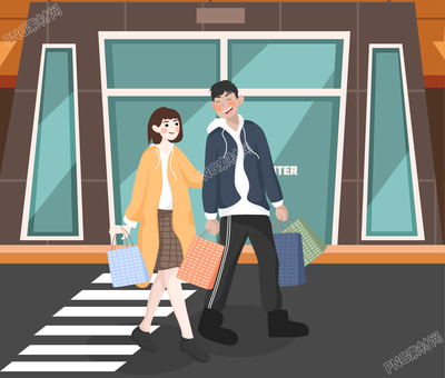 逛街的两个人情侣素材
