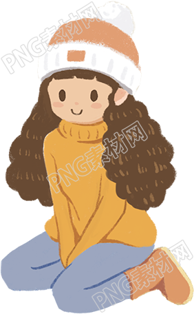 可爱的跪坐女孩人物素材