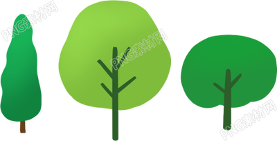 三棵小树植物素材