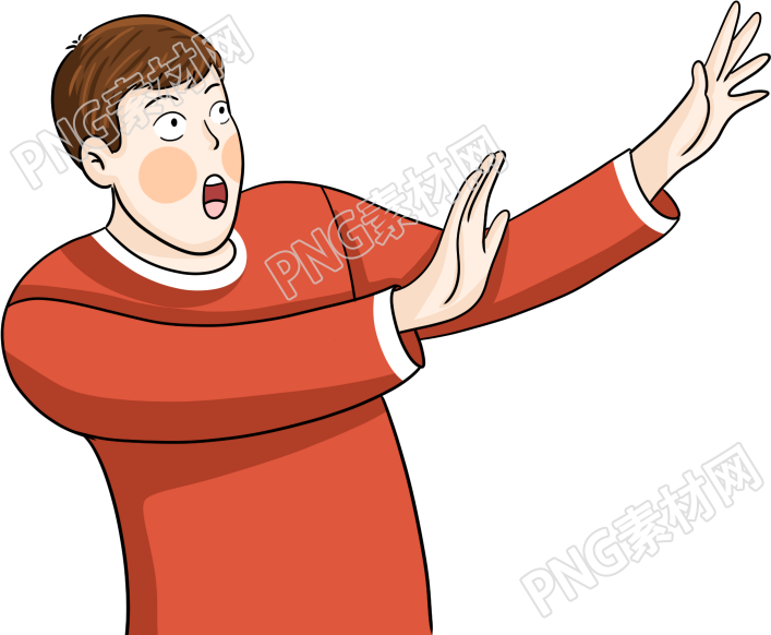 男生惊恐害怕表情的手绘插画素材