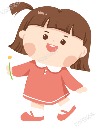 手拿小花粉色衣服女孩