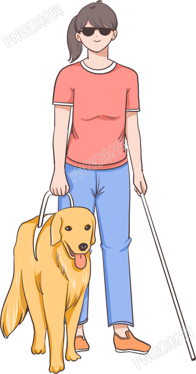 盲人带着导盲犬素材