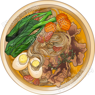 手绘美食插画牛肉面