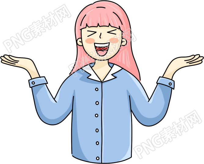 粉色长发开心笑容女孩