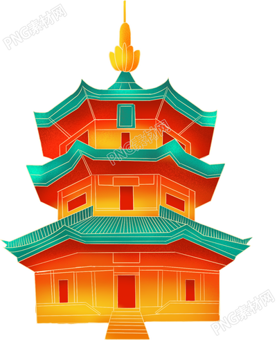 国潮风古塔建筑