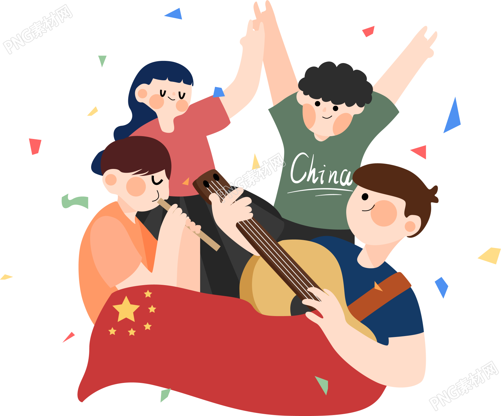国庆节狂欢庆祝人群