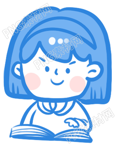 卡通看书小女生
