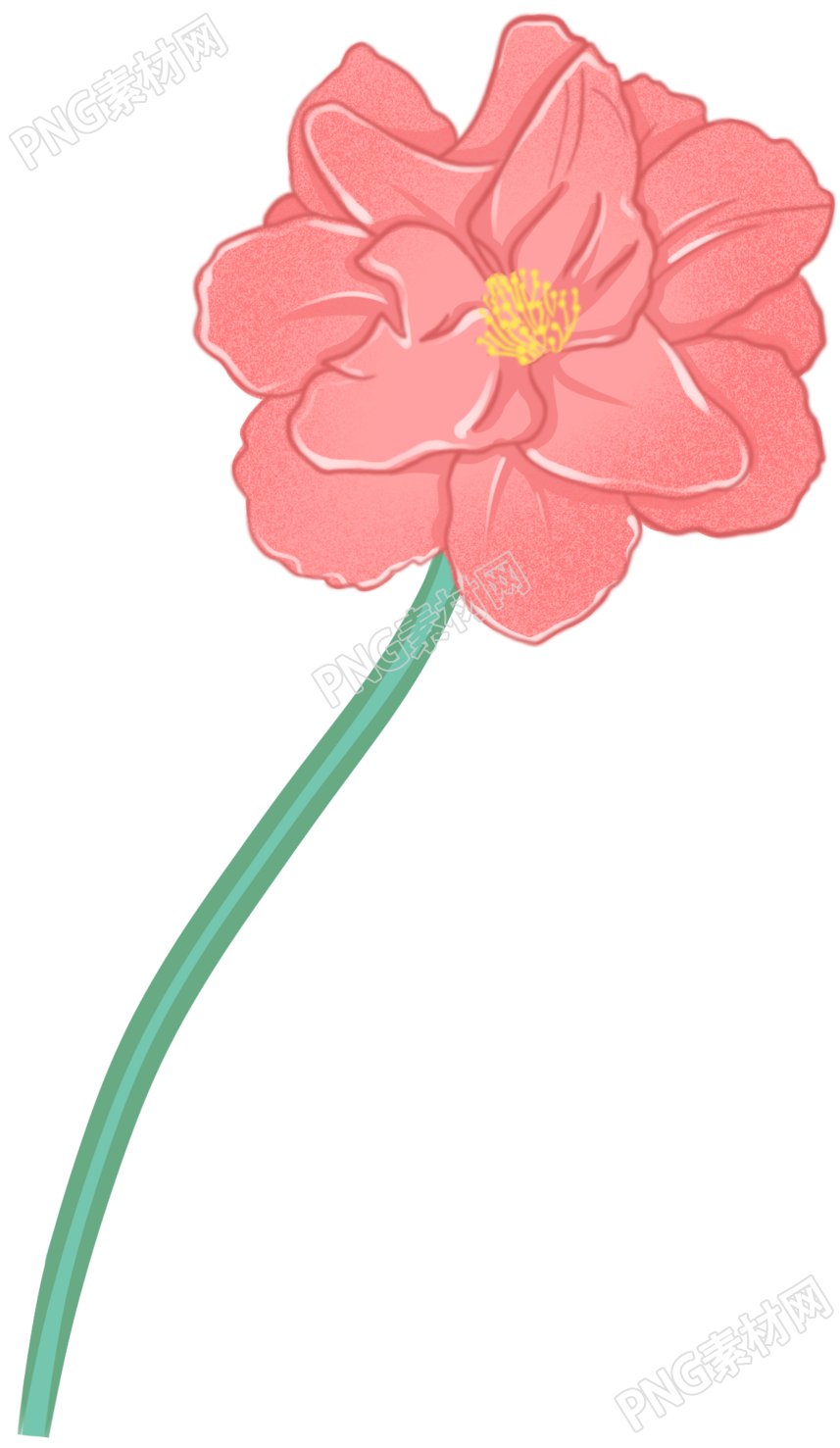 手绘立体红色花卉素材