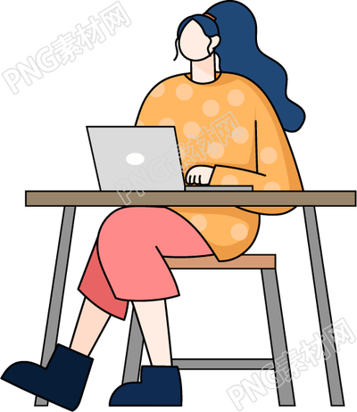 高马尾女生商务办公素材