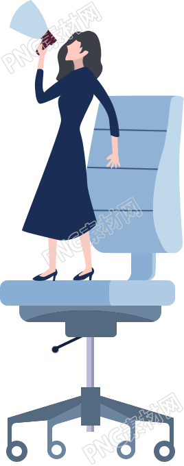 站在椅子上呐喊的女生素材
