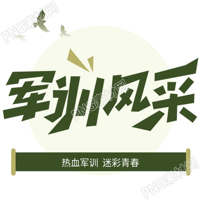 军训风采展现青春活力的迷彩绿色条幅