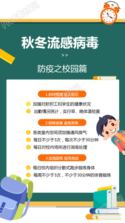 可爱童趣风校园秋冬预防流行性感冒手机海报温馨校园秋冬如何有效预防流感