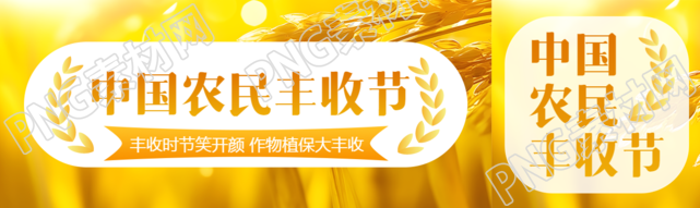 中国农民丰收节金黄色小麦大丰收公众号封面图