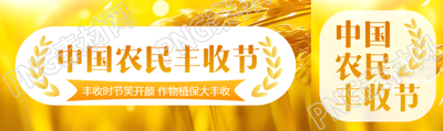 中国农民丰收节金黄色小麦大丰收公众号封面图