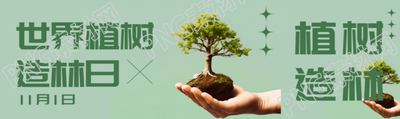 11月1日世界植树造林日纯色简约公众号封面图
