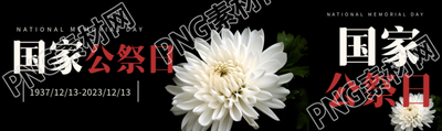 國家公祭日白菊花簡約公眾號(hào)封面圖