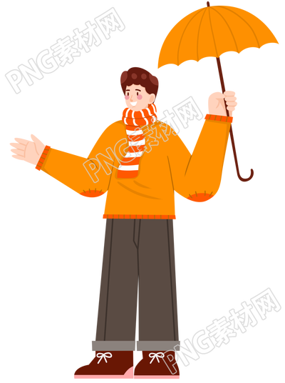 秋季穿黄色毛衣的男生插画素材