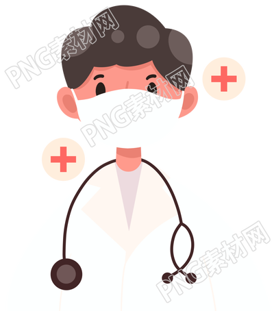 戴口罩的男医生社区义诊手绘插画