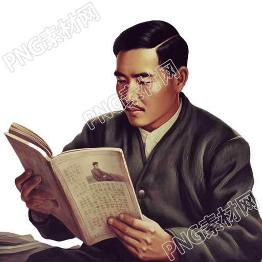 创意设计商业素材：男子阅读书籍的彩色插图素材