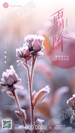 霜降柿子红时至秋日终创意美景手机海报