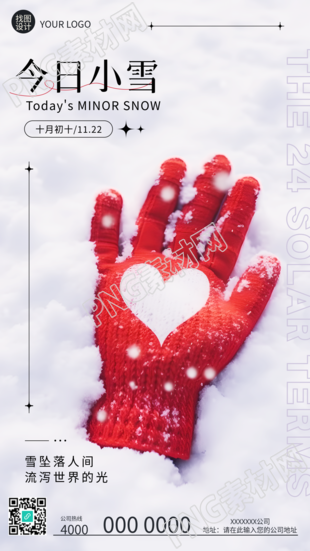 二十四节气今日小雪雪花飘零手机海报