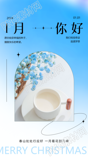 1月你好满天星实景手机海报