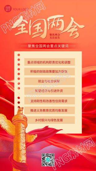 全国两会重点关键词宣传手机海报