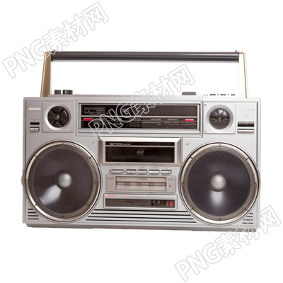 银色Boombox无线电收音机PNG图形素材
