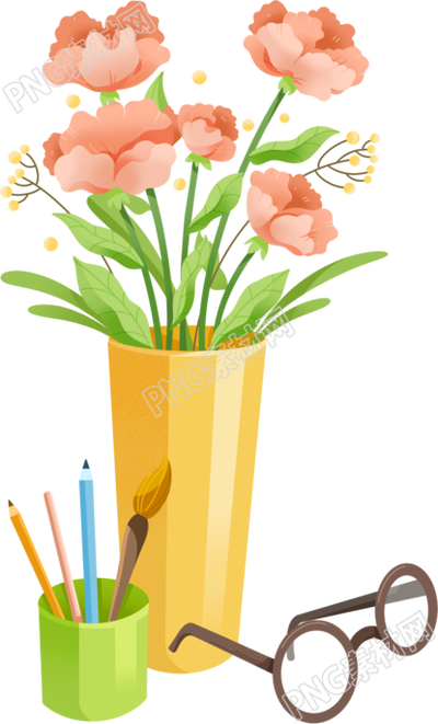 商业可用教师节花束眼镜插画元素