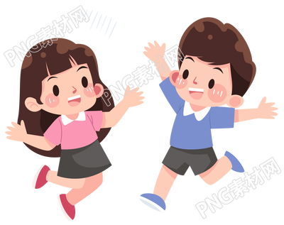 欢乐庆祝开学的同学们插画素材