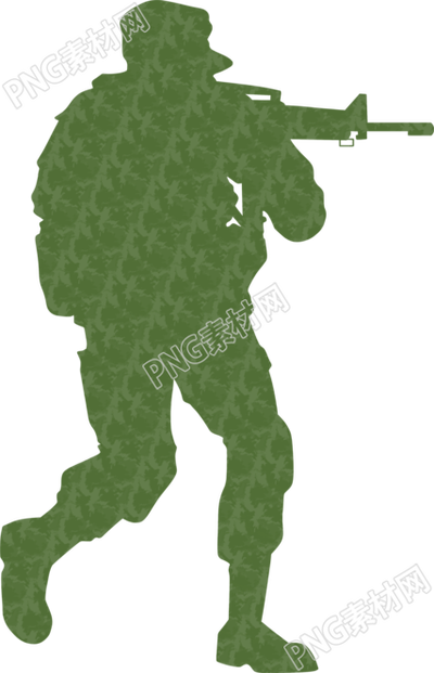 迷彩军人剪影插画