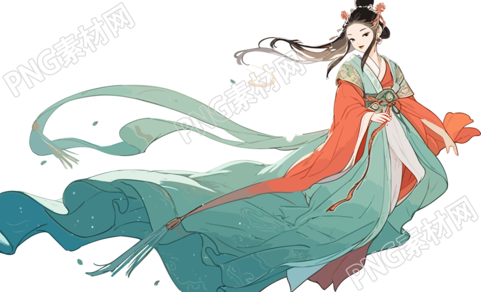 古风嫦娥仙子握玉兔冲向月亮