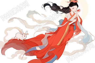古风嫦娥仙子插画PNG素材