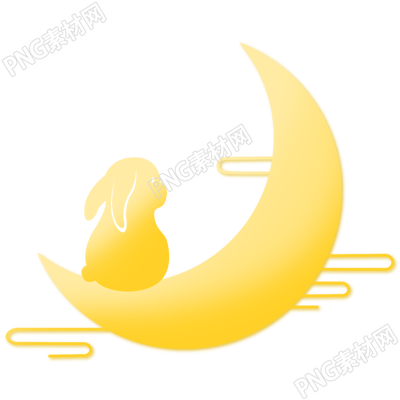 手绘中秋节国风月亮玉兔插画素材