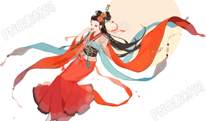 中国风嫦娥仙子握玉兔飞向月球