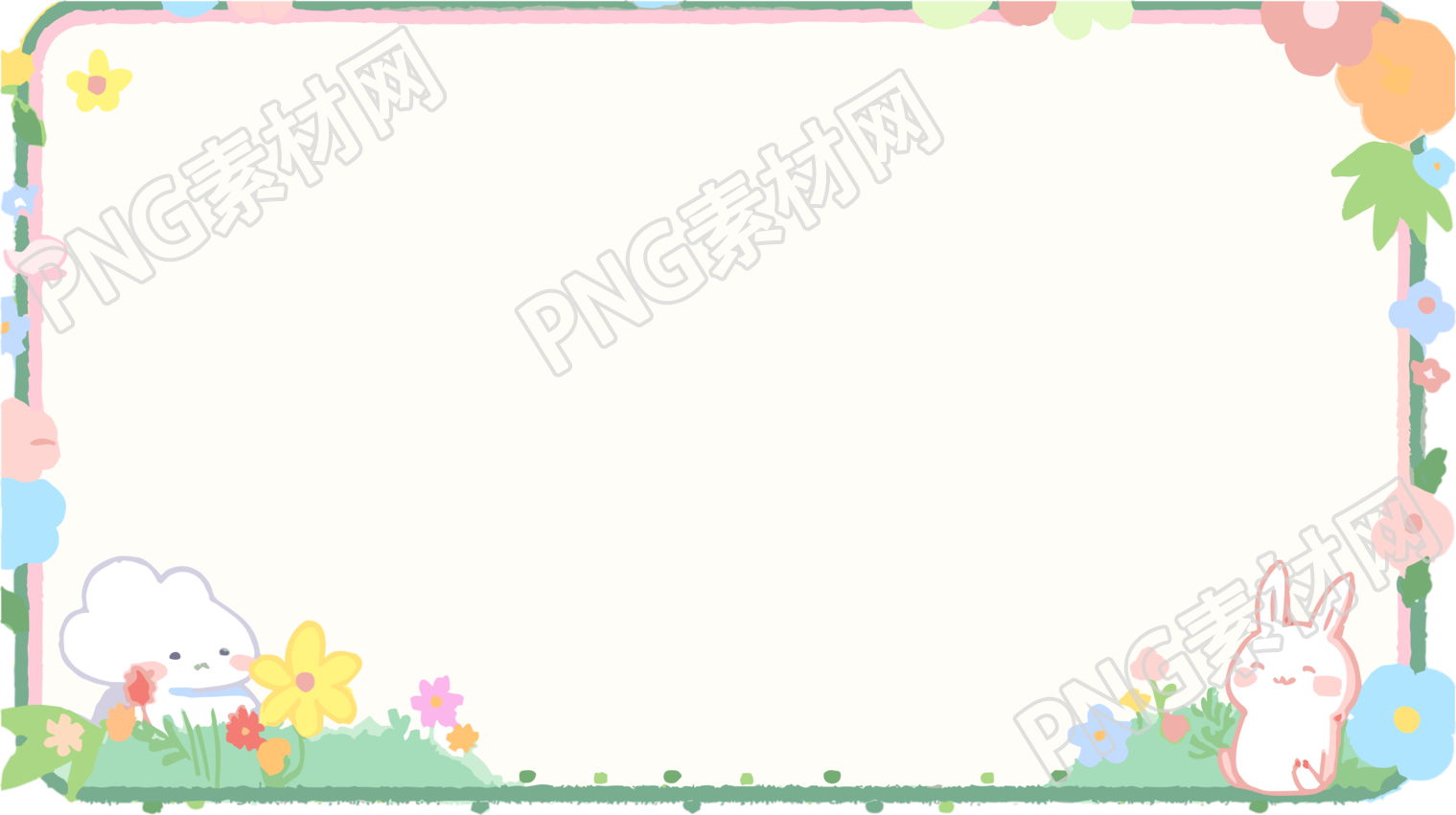 乖巧小兔子卡通边框商用插画