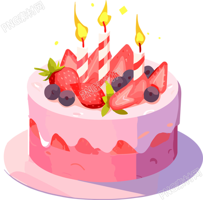 草莓生日蛋糕动态插画设计