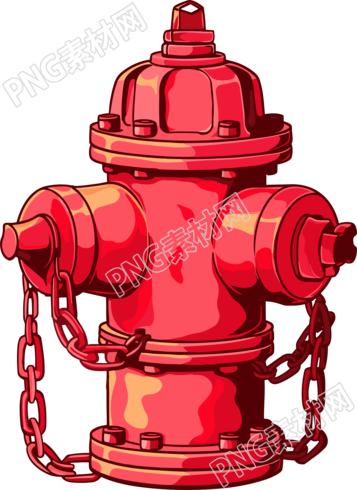 手绘消防栓透明背景艺术插图